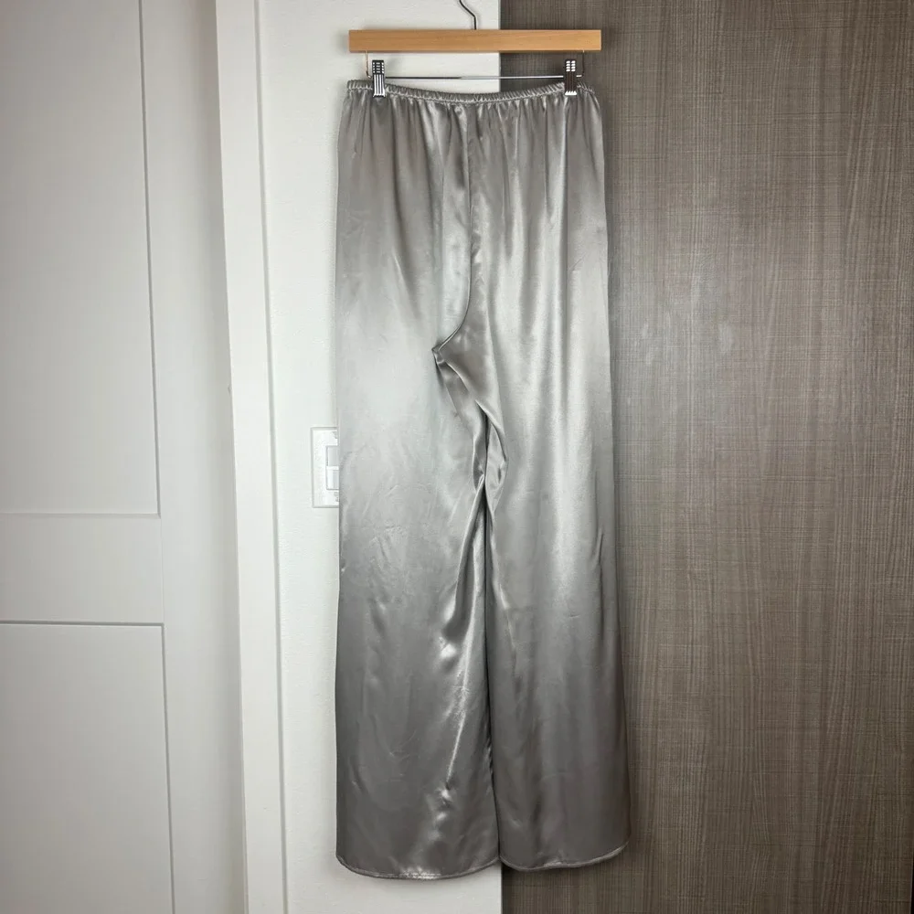 J. Crew Silver Cosmo Pull On Pant Luster Charmeuse Relaxed Fit Satin Medium Tall